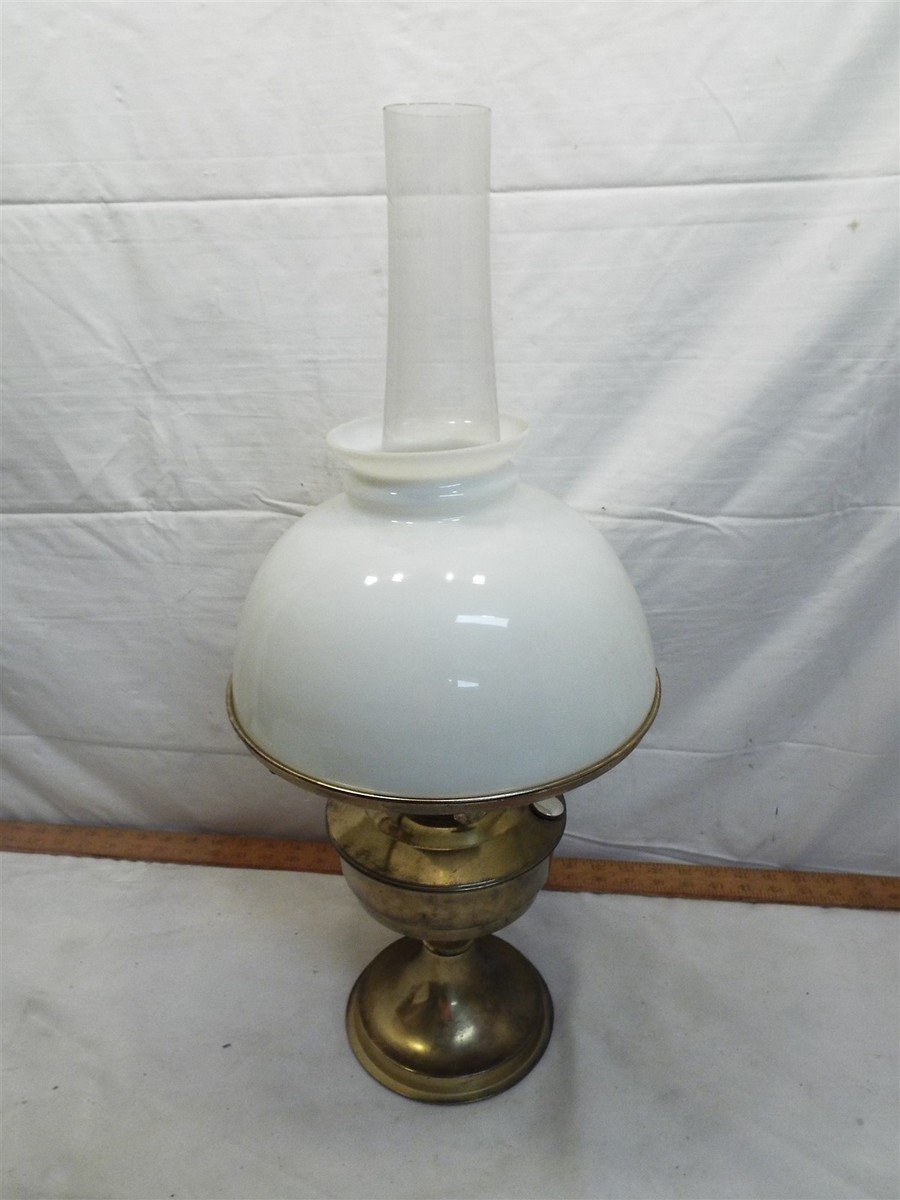 Vintage Aladdin Brass Model 23 Lamp Milk Glass Shade Kerosene | eBay