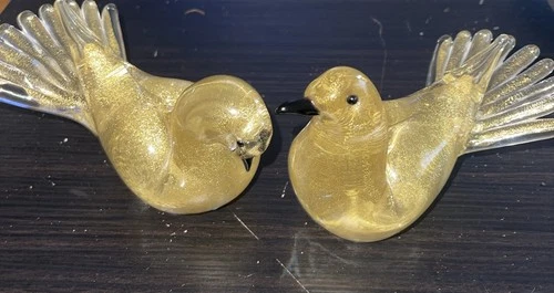 Two Murano Formia Vetri  Bird  Figurines Signed