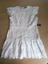 Express White Lace Floral Midi Dress Romantic Crochet Bridal Scalloped Xl $128
