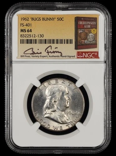 1962 Franklin Half Dollar NGC MS64 Bugs Bunny Bill Fivaz Signature Label