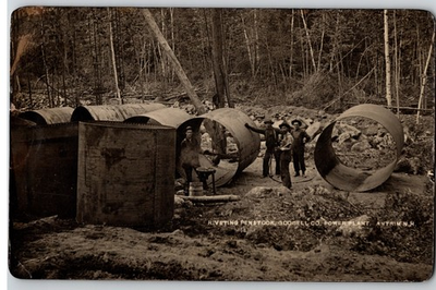 #ad Workers riveting penstock Goodell Co. power plant Antrim NH RPPC 1910 $19.99