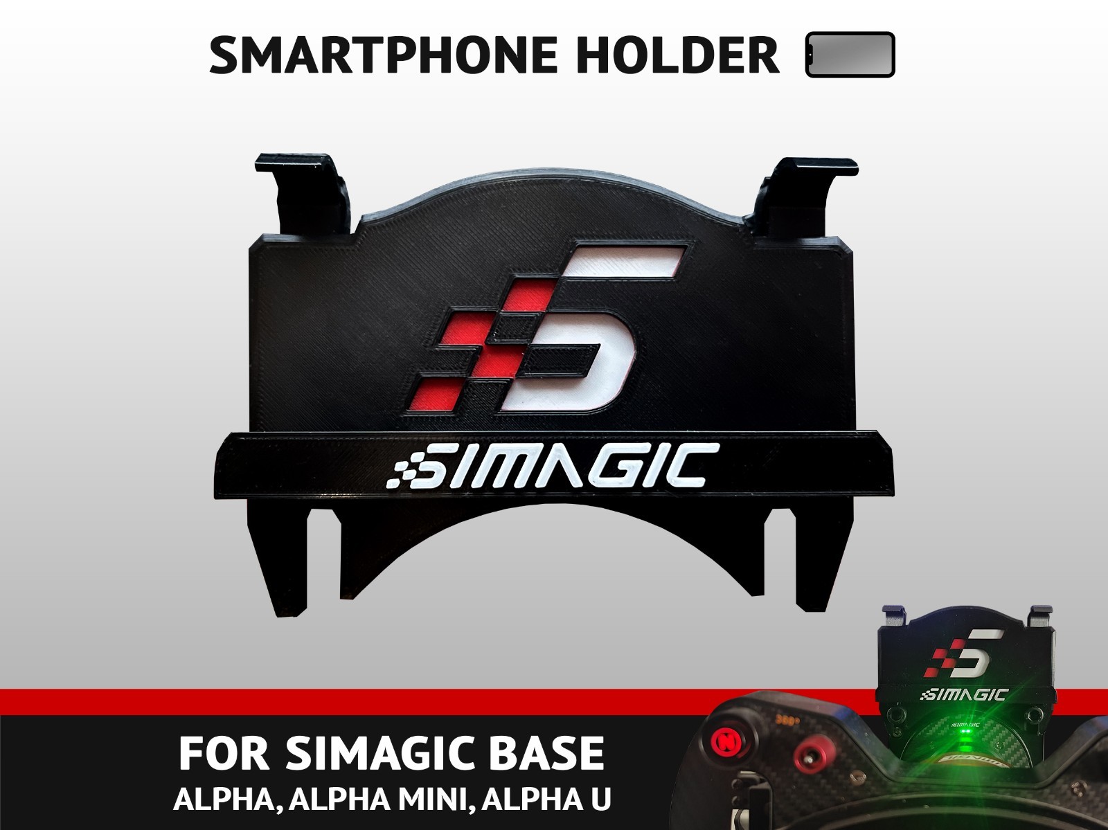 Support Simagic Alpha U pour téléphone portable lors de vos sessions de simracing