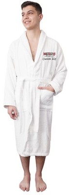 Personalisierter Weihnachtsbademantel - individuelle Frontstickerei, Kleid aus ägyptischer Baumwolle