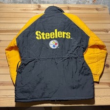 Vintage 90s Pittsburgh Steelers NFL Embroidered Quilted Parka Jacket - Medium
