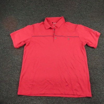 Adidas Polo Shirt Mens Large Red ClimaLITE Golf Performance Bag Drop 2012