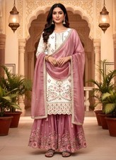 Unique Designer Silk Kurta Palazzo With Dupatta For Wedding  Party