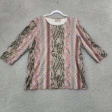 Chico  s Top Womens Size 3 Multicolor Paisley 3/4 Sleeve Boho Stretch Tunic