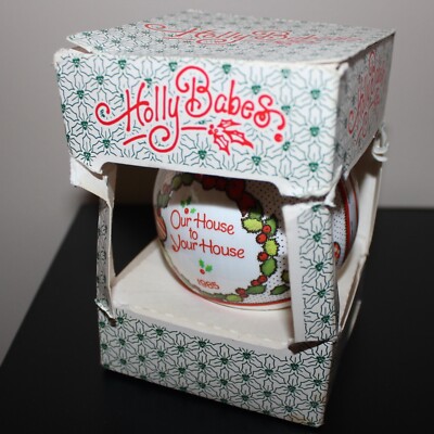 1985 Holly Babes Morehead Holly Bearies Christmas unbreakable satin ornament USA