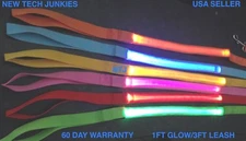 NTJ 4FT GLOW LIGHT LEASH (1FT LED) LEAD FOR dog pet night safety flash clip-on
