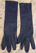 Vintage Size Small Black Stretch Formal Gloves Zig zag Stitch. 12" long