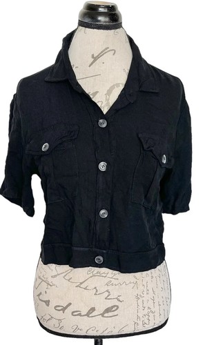 Dont Ask Why Womens Button Down Shirt Blouse One Size Made Italy Short Sleeve - Picture 4 of 12