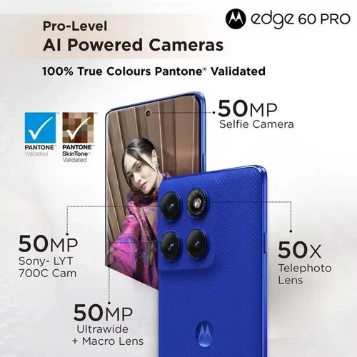 MOTOROLA Moto Edge 60 Pro 5G-12GB 256GB-Dazzling Blue NO TARIFFS IN USA - 第 6/12 張圖片