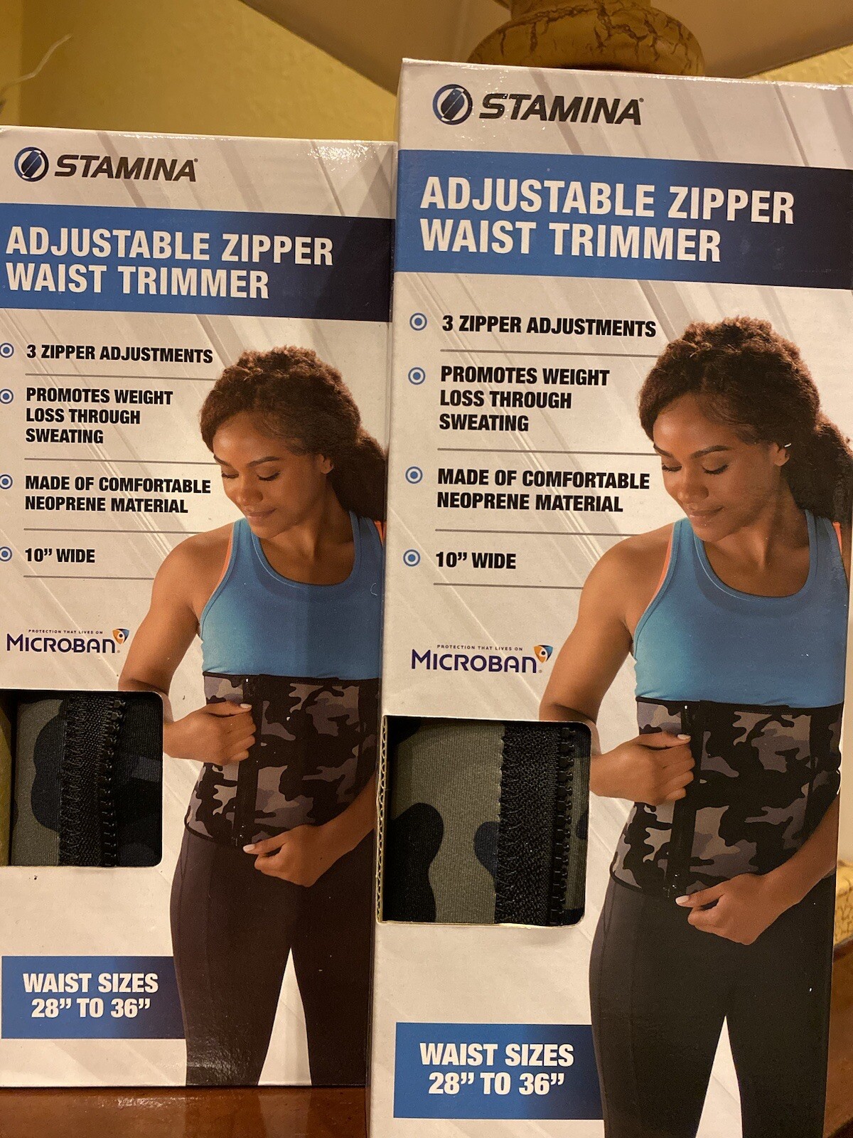 2 Stamina Adjustable Zipper Waist Trimmer for Women Camo 10"