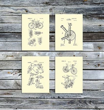 Bicycle Wall Art Decor Unframed set of 4 Urban Art Prints, Gift for bicyclist