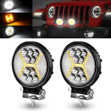 4.5 inch Round LED Driving Work Light Fog Lamp Dual Color DRL Truck Offroad UTV