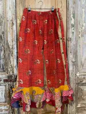 5 Pcs Vintage Kantha Handmade Wide Leg Hippie Boho Gypsy Palazzo Pants Trouser