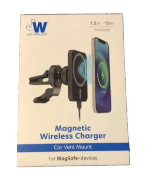 Just Wireless Magnetic Charging for MagSafe Charger Car Vent Mount - Black