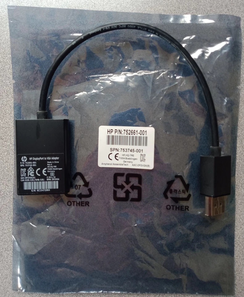 *High Quality* - HP - VGA to Display Port Cable Adapter - Black - HP 752661-001 - Image 3 of 4