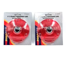 NOS! Lot of 2 Red Replacement Light Lenses w/Blue Dot Center, Universal 3-Screw