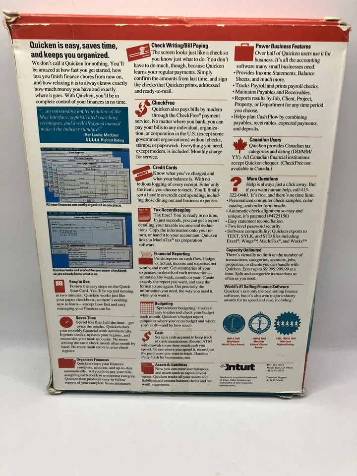 Macintosh 3.0 Quicken 1991 Manage Home & Business Finances Intuit Floppy Disk - Image 4 of 4