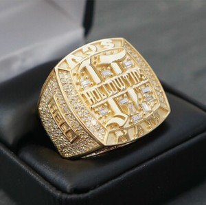 Authentic Men's Customized Hollow TIPS Name Ring in 14k Yellow Gold Plated Sterling Silver