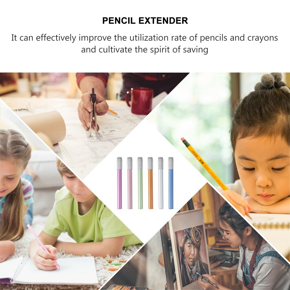 6pcs Charcoal Pencil Extenders Holder for Colored Pencils School Office