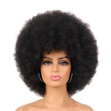 10in Afro Kinky Curly Wigs African Wig for Black Women 70's Party Cosplay Wigs