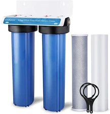 Geekpure 2 Stage Whole House Water Filter System 1" Port 4.5" x 20" w/ PP Carbon