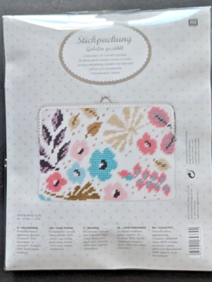 RICO Design 7 Zoll Geldbörse Kreuzstich Set Blumenmuster Neu