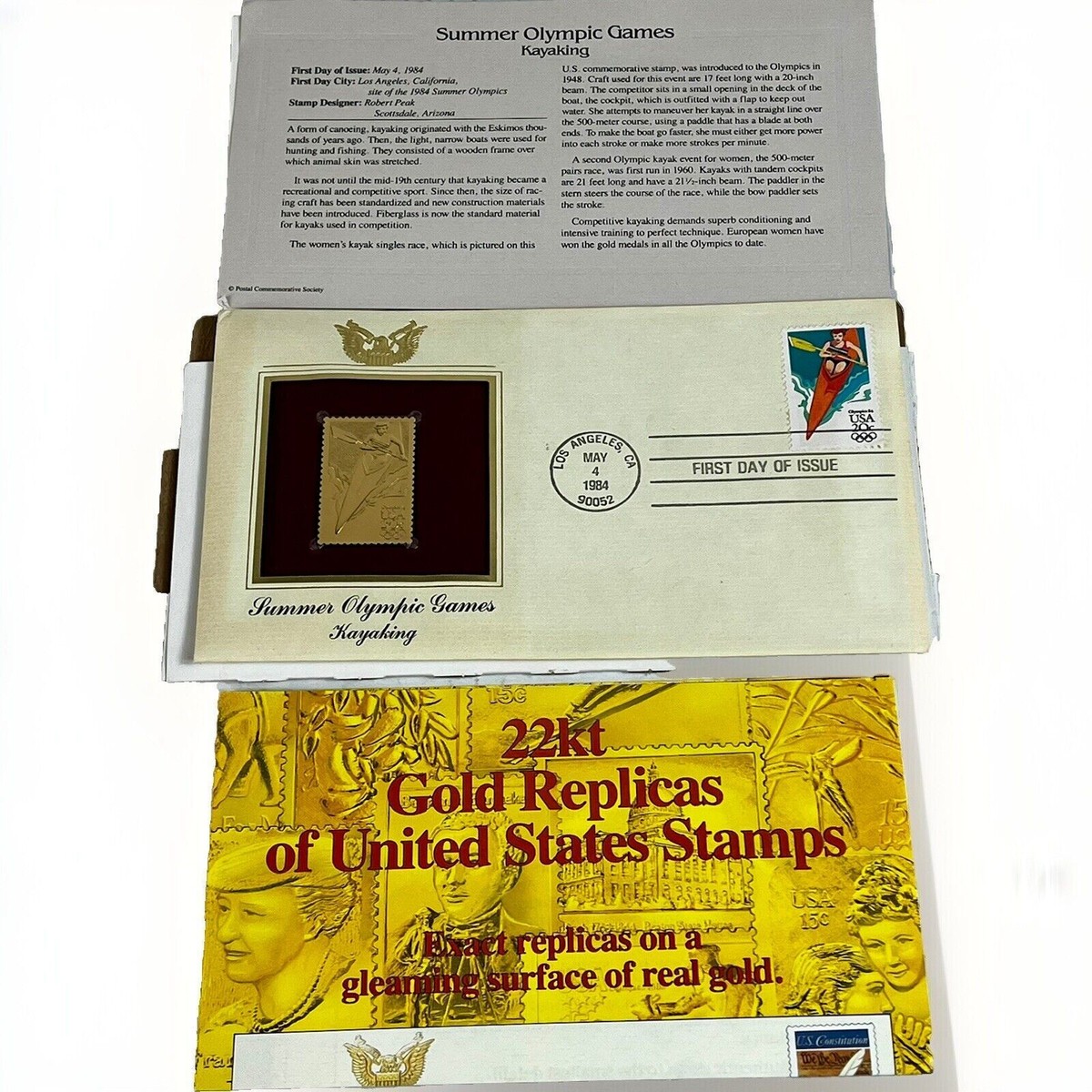 1984 22kt Gold Replica Stamp 1st Day Issue SUMMER OLYMPIC GAMES