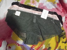 3 NEW ADRIENNE VITTADINI 9429 LACE/MESH GN/PCH BOYSHORT PANTIES L