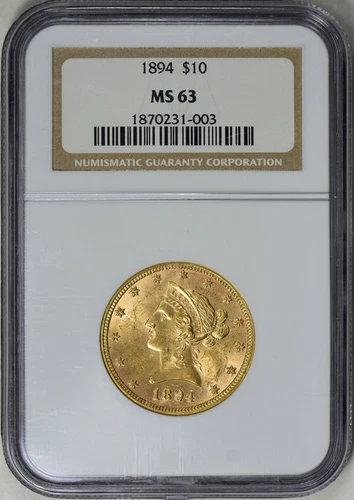 1894 LIBERTY HEAD EAGLE $10 GOLD NGC MS63