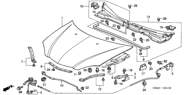 HONDA Genuine OEM ACURA RSX DC5 2002-2006  Hood Release Cable 74130-S6M-A01ZA  - Image 3 of 3