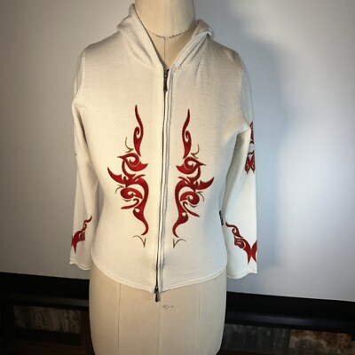 Vintage HARLEY DAVIDSON Womens M Zip Up Y2K Hoodie Tribal Sweater Biker 