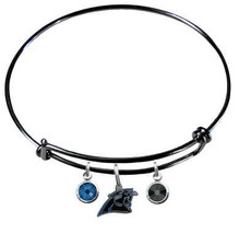 Carolina Panthers Football Wire Bangle Charm Bracelet Crystal PICK YOUR COLOR