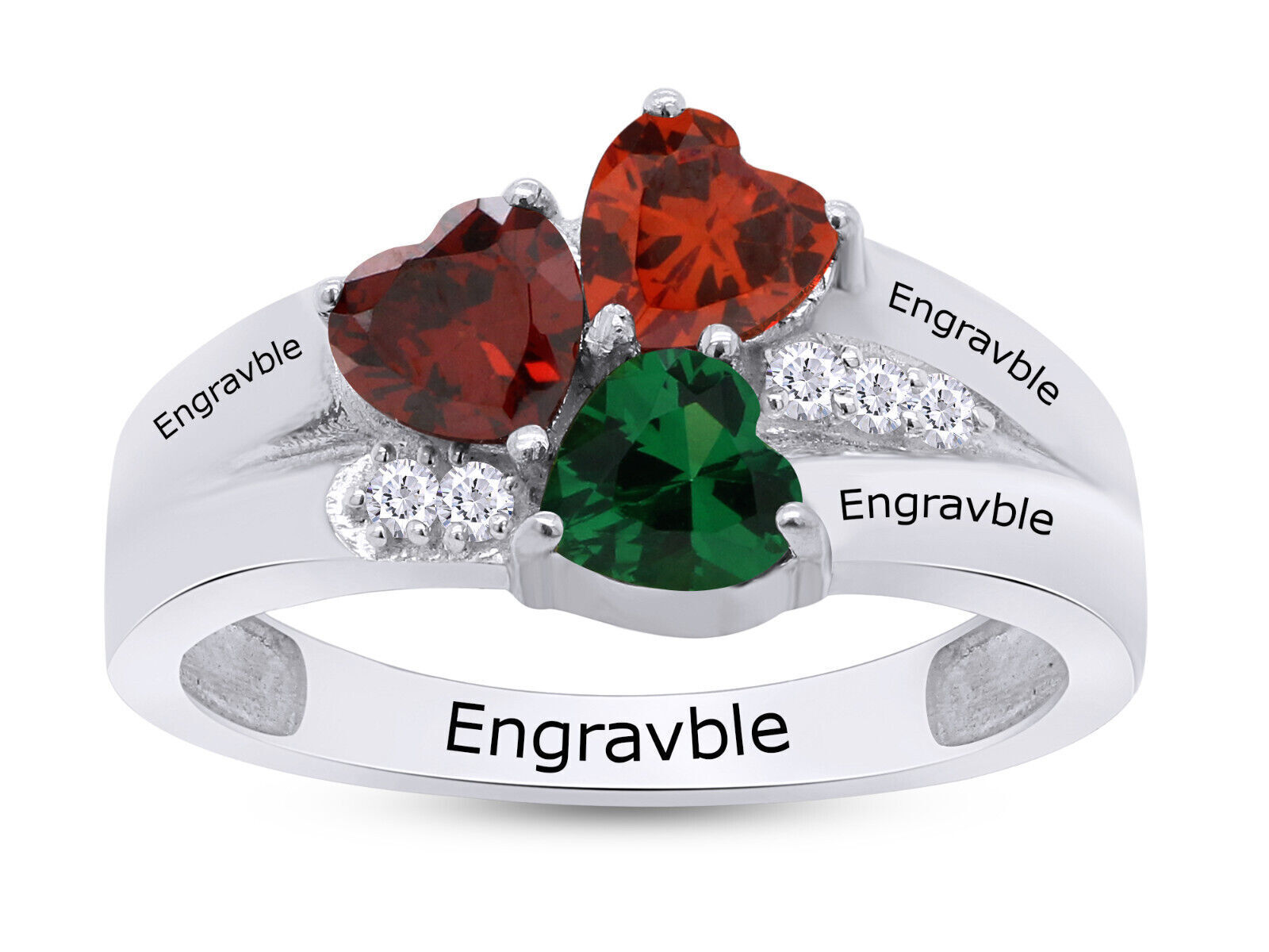 Personalized Family Rings Mother's Birthstone Name Band Ring Sterling Silver