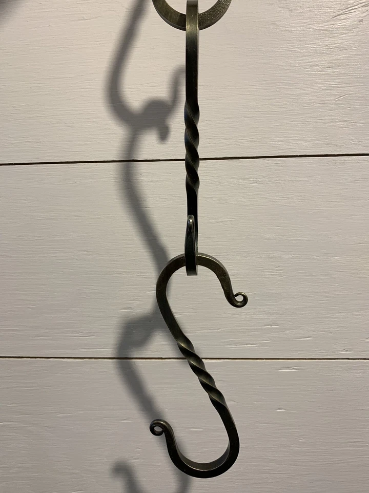 Juego de ganchos S de 2, 6 pulgadas aspecto latón forjado a mano herrero gancho fogata olla Foto 4 de 4