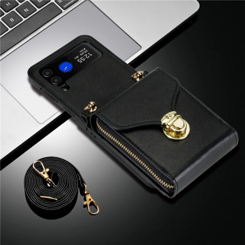 Zipper Wallet Purse Crossbody Phone Case For Samsung Galaxy Z Flip5 4 Flip 3 5G - Picture 33 of 67