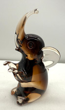 Murano Nason & Co Brown Clear Sommerso Art Glass Elephant Sculpture Paperweight