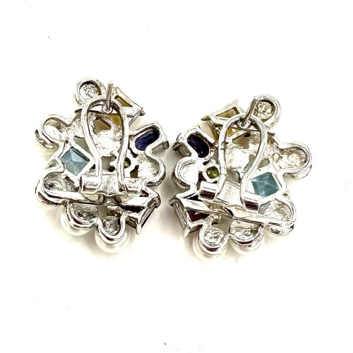 Ross Simmons Sterling Silver Cultured Pearls Gemstone Cluster Earrings NIB - Picture 13 of 14