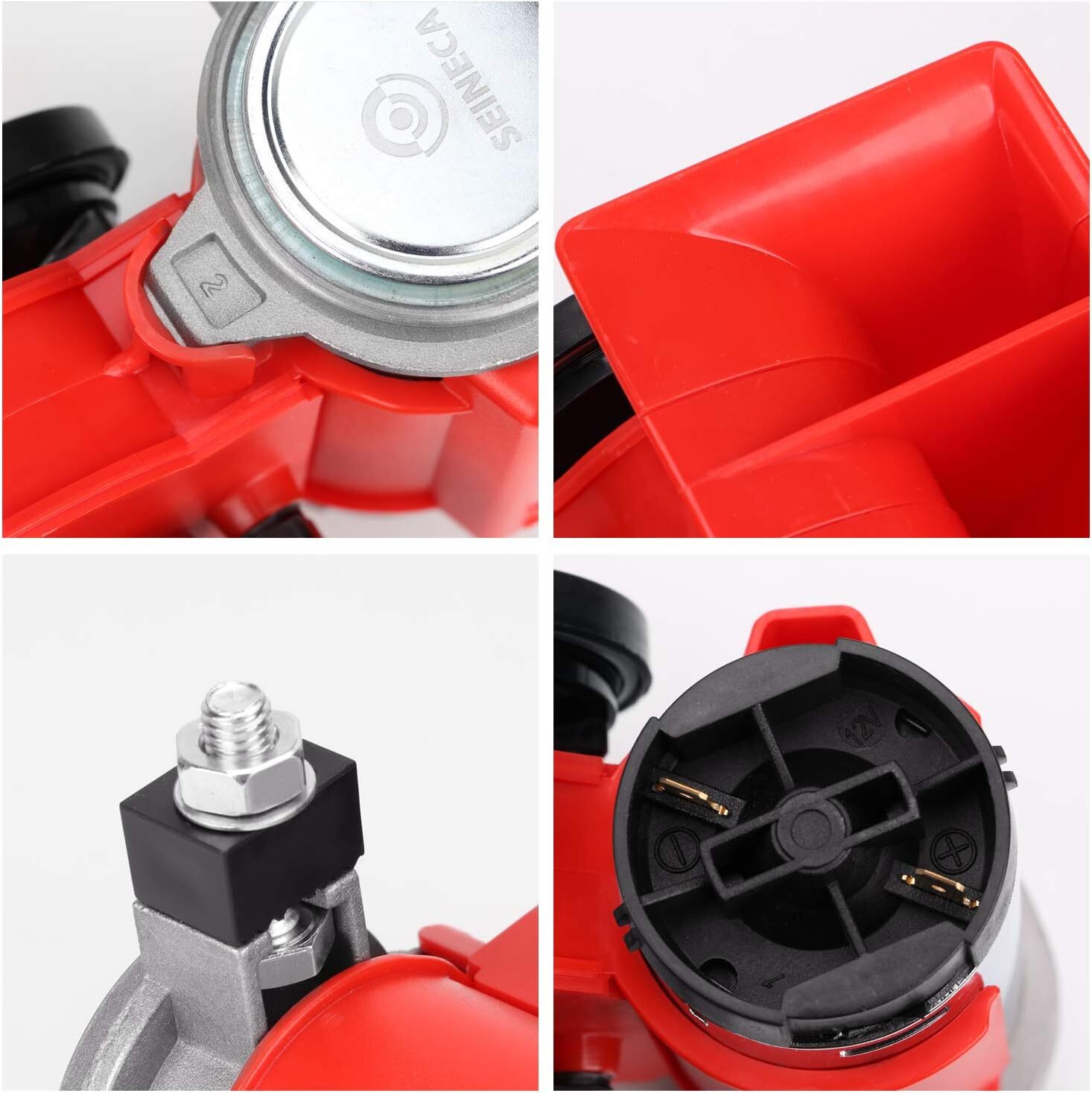 12V Air Horn with Compressor Automotive Relay Snail Horn (red with switch)