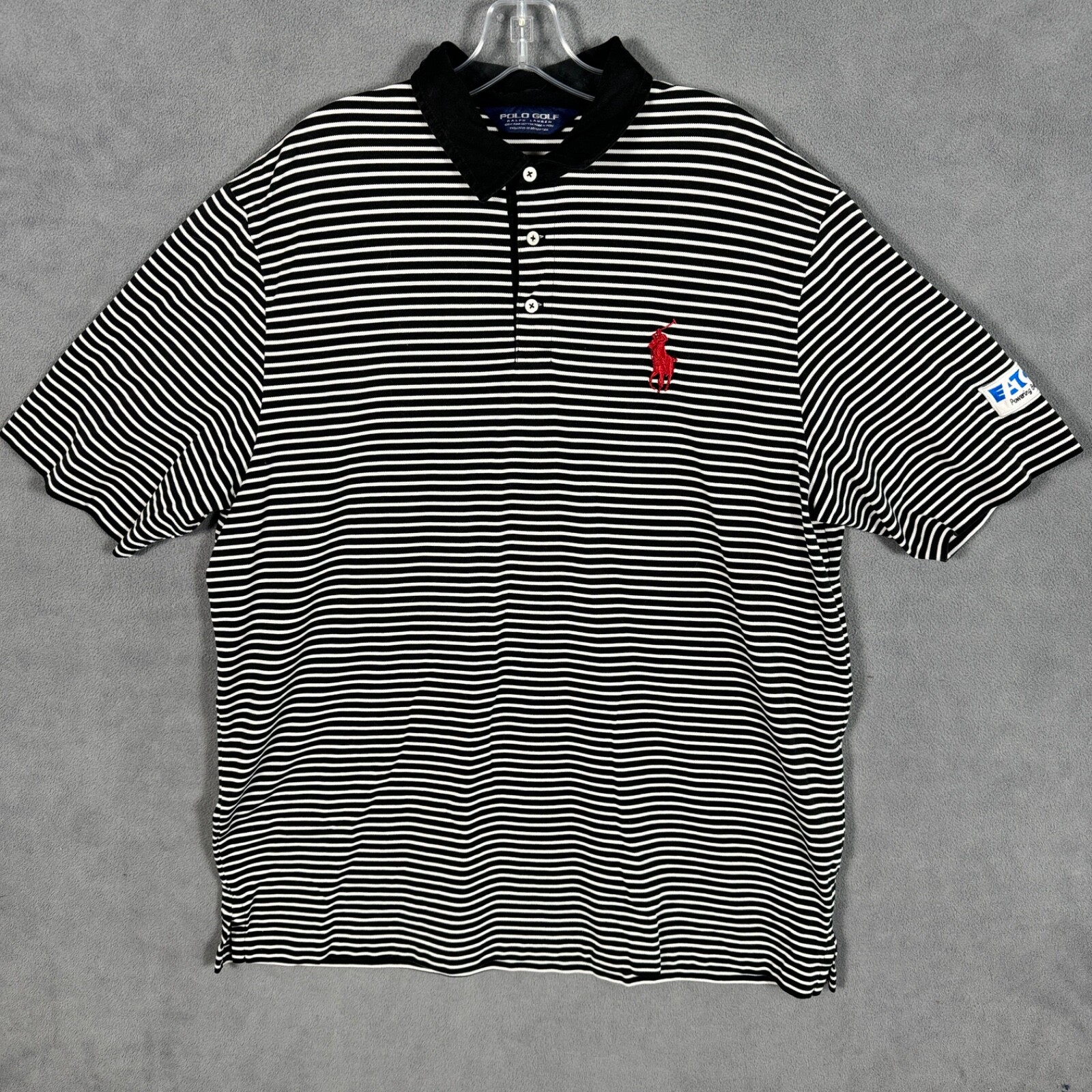 Polo Golf Ralph Lauren Camicia Uomo XL Nero Righe Greenbrier Classico Big Pony