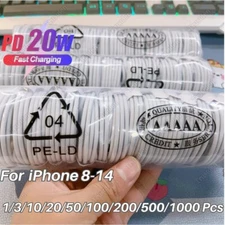 Lot 20W USB C PD Fast Charger Cable For iPhone 8/X/XR/XS/11/12/13/14 Type C Cord