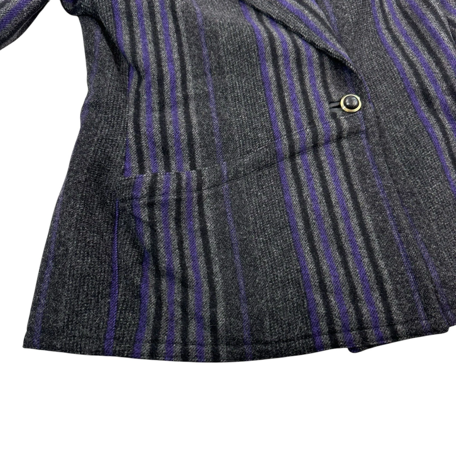 Gianni Versace Blazer Donna 38 EU 6 US Viola Grigio Righe Lana Italia MINTY