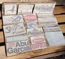 17 Fishing DECALS vinyl sticker fish lures rod hook tackle box bait boat trout