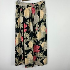 Vtg 70s Floral Midi Skirt Chemisette Women 6 Pleated Dark Cottage Indie Romantic