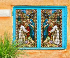 wooden blocks with coloured glass