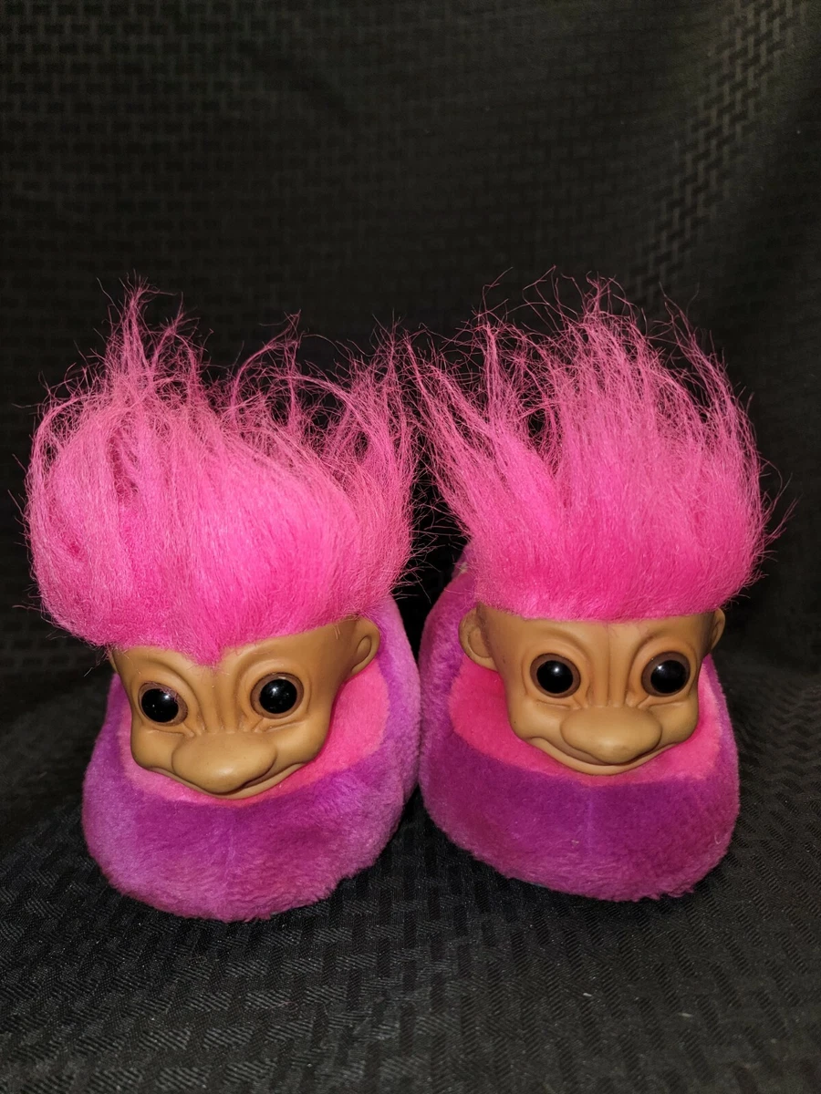 Russ Berrie Co Trolls House Shoes Slippers Size 6 7 Vintage Rare Pink Purple