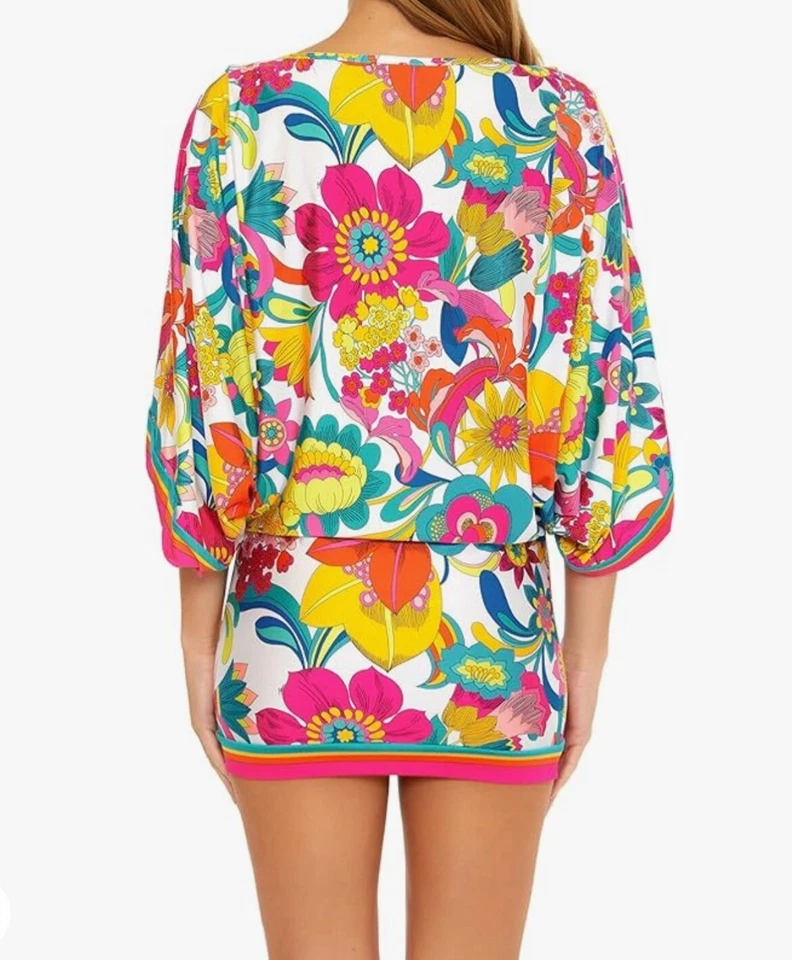 Trina Turk Fontaine Floral Swim Tunic Cover Up Size Medium - Image 2 of 4