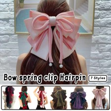 Lady Elegant Large Bow Ribbon Hair Clip Ponytail Bow Hairpin Party For Christmas